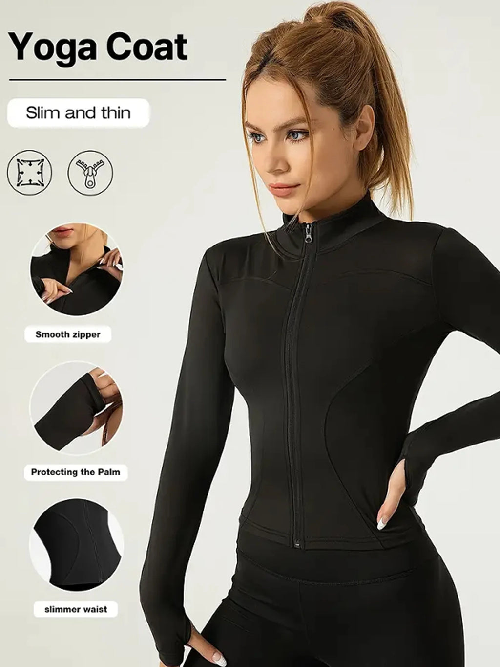 Professional Elastic Quick-Drying Sports Jacket Women'S Spring and Summer Yoga Top Tight Slimming Running Cycling and Fitnes